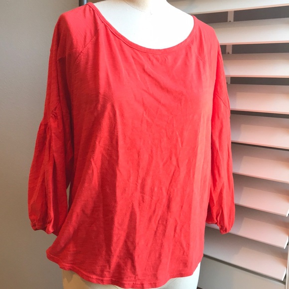 Anthropologie orange/red knit tee S - Picture 1 of 5